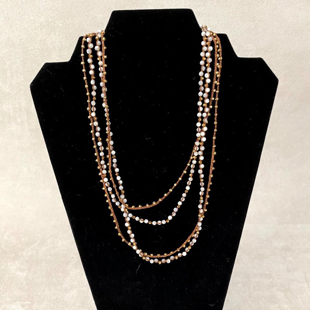 Chan Luu Gold/Pearl double strand necklace 38 1/2"